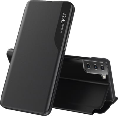 Hoesje geschikt voor Samsung Galaxy S21 FE - Techsuit eFold Book Case - Zwart