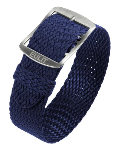 EULIT horlogeband - perlon - 18 mm - blauw -  metalen gesp