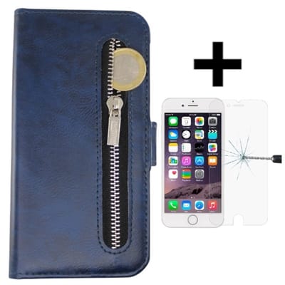Rits Wallet case Geschikt voor Apple iPhone 6/6S plus + gratis protector Blauw