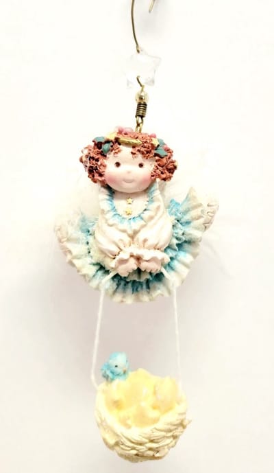Enesco - 146463 - Angel With Basket Of Stars Hanging Ornament