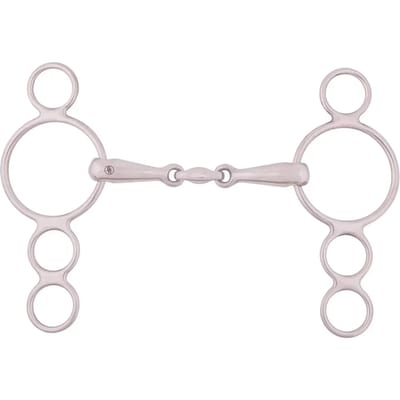 4-rings verstelbaar paardenbit met dubbele roestvrijstalen steel BR Equitation