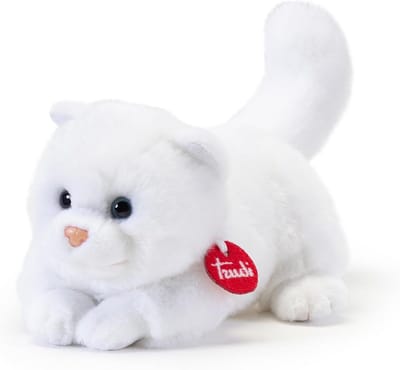 Pluche Kat - Knuffel Dier - Cadeau Geven - Gedetailleerd Design - 16 x 19 x 22 cm - Wit