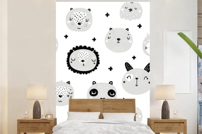 Behang babykamer - Fotobehang Dieren - Kinderen - Leeuw - Jongens - Meisjes - Baby - Kindje - Breedte 160 cm x hoogte 240 cm - Kinderbehang
