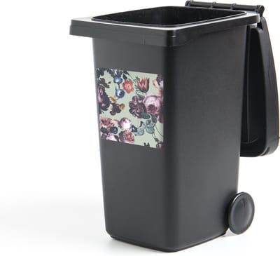 Container sticker Bloemen - Roze - Groen - 40x40 cm - Kliko sticker