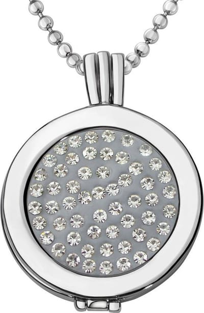 Quiges - Munthouder met Ketting en Munt 25mm Zirkonia Grijs - Zilverkleurig - EPRHZ032