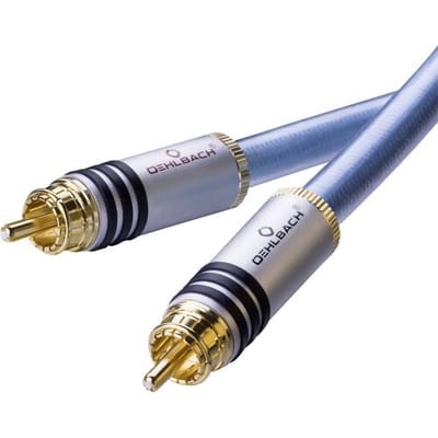 Oehlbach XXL® Series 2 Cinch Audio Aansluitkabel [2x Cinch-stekker - 2x Cinch-stekker] 1.00 m Blauw Vergulde steekcontacten