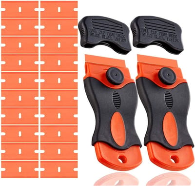ONF3 - Premium Hob Scraper - 2 Stuks - Ideaal voor Ceramische Kookplaten - Inclusief 20 Plastic Dubbelzijdige Scheermesjes - Handig in Gebruik -...