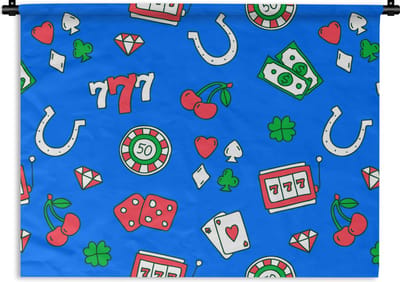 Wandkleed - Wanddoek - Patronen - Casino - Gokkast - Poker - 60x45 cm - Wandtapijt