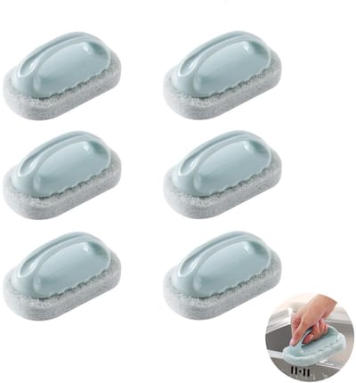 6 stuks - Schoonmaakborstel - Afwasborstel - Afwas Gereedschap - Spons - Spons Borstel met handvat - schoonmaakborstel voor keuken en badkamer -Geschikt voor het schoonmaken van de keuken, het afwassen van potten, pannen, tegels (blauw)