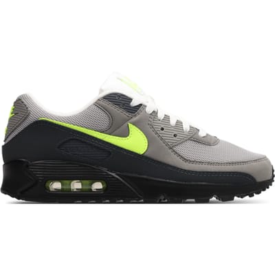 Nike Air Max 90 Neon Heren Sneakers Zwart Neon-Geel-Anthraciet-Licht-Houtskool-Parelmoer Grijs-Wit IQ0289-010 42 gray
