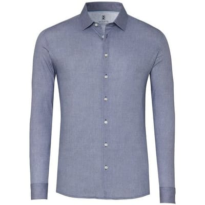 Desoto Overhemd Uni Color Oxford Casual Kent Blauw / male