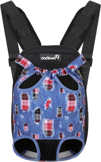Draagbare Rugzak voor Huisdieren, Verstelbare Draagtas voor Katten en Honden, Ideaal voor Reizen, Wandelen en Kamperen met Kleine en Middelgrote Dieren, Denim Blauw