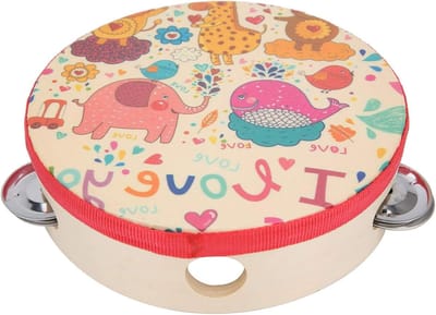 Handtrommel Kinderen - Muziek Speelgoed - Muziek Leren - Houten Frame - 21 cm - Geel Dier