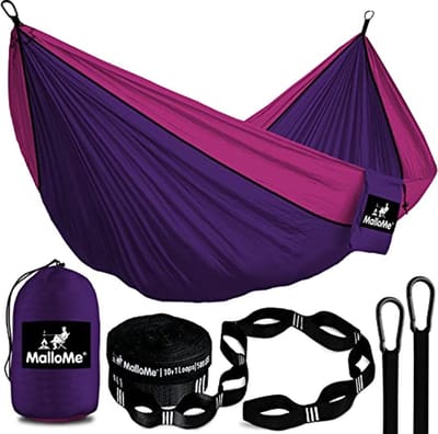 Draagbare Camping Hangmat - Dubbele Hangmat voor 2 Personen - Buiten Hangmat met Accessoires - Lichtgewicht en Handig voor Reizen