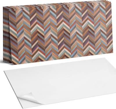 Coloray Plaktegels - Visgraat houtpatroon Wandtegel Zelfklevend - 60 cm x 30 cm - Bruin Plaktegels - 6 stuks - Rechthoek PVC Tegels - Plaktegels Keuken - Zelfklevende Vloertegels Badkamer - Vinyl Tegels - Zelfklevende Wandtegels