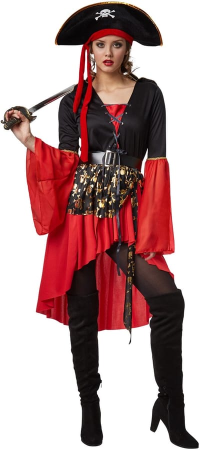 dressforfun - Vrouwenkostuum piratenkoningin XXL - verkleedkleding kostuum halloween verkleden feestkleding carnavalskleding carnaval feestkledij partykleding - 301778