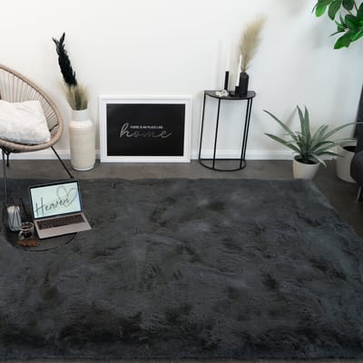 Moonay Fluffy Vloerkleed Antraciet 80 x 150 cm - Hoogpolig 30 mm Shaggy Tapijt - Extra Dik & Zacht - 1900 g/m²