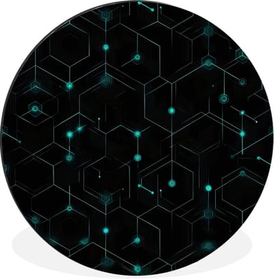 WallCircle - Wandcirkel - Muurcirkel - Gaming - Netwerk - Blauw - Punten - Patroon - Aluminium - Dibond - 30x30 cm - Binnen en Buiten