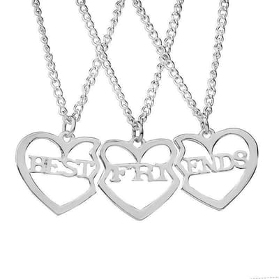 Bixorp Friends BFF Ketting voor 3 met Zilverkleurige Hartjes - Best Friends - Vriendschapsketting Meisjes - Beste Vrienden Ketting Vriendschap Cadeau voor Twee