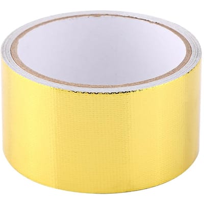 1 Rouleau Bande Adhésive Réfléchissante en Feuille d'Aluminium pour Voiture, Résistante à la Chaleur, Couleur Or, 2 x 16 Pieds white