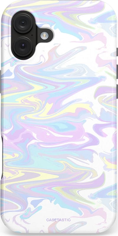 Casetastic hoesje geschikt voor Apple iPhone 16 Plus - MagSafe - Dubbellaagse bescherming - IJsdans van kleur - Fashion Case - Wit Lichtgrijs Crème