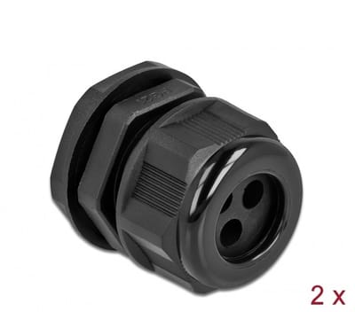 Kabelwartel PG21 voor ronde kabel met drie kabelinvoer zwarte 2 stuks