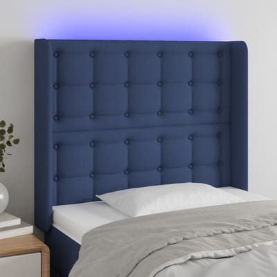 vidaXL - Hoofdbord - LED - 93x16x118/128 - cm - stof - blauw