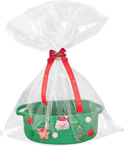 Feestelijke Cadeaumand - Opbergdecoratie Box - Feestelijke Bijeenkomsten - Handgemaakt Katoenen Touw - 30x20x12 cm - Groen