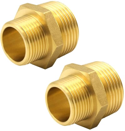 Dailygoods - 2 stuks messing dubbele nippel 3/4 inch AG x 1/2 inch AG, reductie 3/4 tot 1/2, messing buisverbindingen, adapter 3/4 naar 1/2 inch, geschikt voor industrie, buizen, water enz