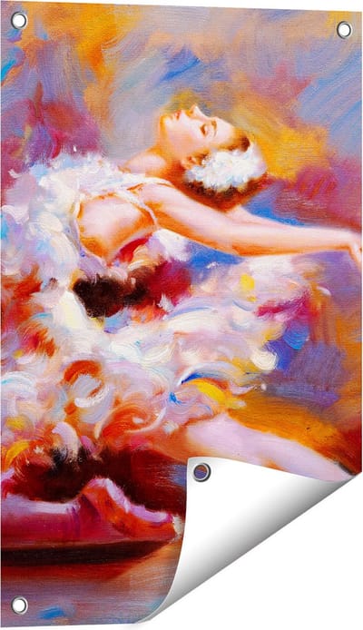 Gards Tuinposter Ballerina van Olieverf - Ballet - 40x60 cm - Tuindoek - Tuindecoratie - Wanddecoratie buiten - Tuinschilderij