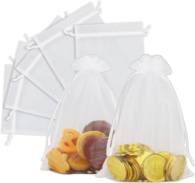 SMOAKEZ- Organza-zakjes set van 20 - Witte geschenkzakjes - Sieradenzakjes - Chiffonzakjes - Zakjes met trekkoord - 13x18 cm - Geschenktas