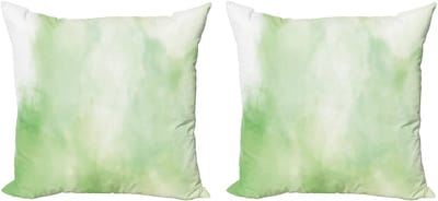 ABAKUHAUS Abstracte decoratieve kussenhoes, 2 stuks, rookgroen, modern accent, dubbelzijdige digitale print, 45x45 cm, groen