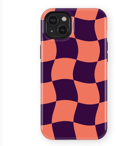 Checkered Warp Hoesje geschikt voor iPhone 14 Plus | Geschikt Voor Mag | Uniek Design Hoesje | Beschermhoes geschikt voor iPhone 14 Plus Check Flame