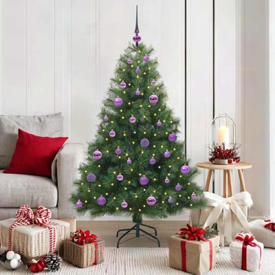 vidaXL - Kunstkerstboom - met - 150 - LED - met - standaard - Groen - 150 - cm - PE - en - PVC