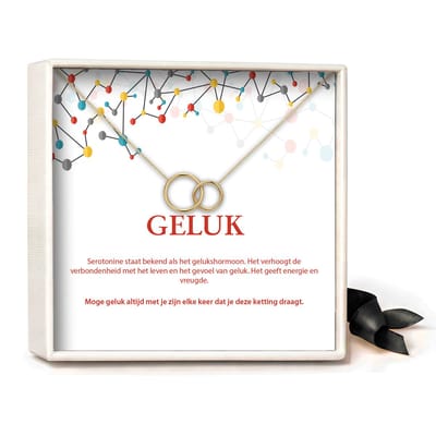 Pera Jewelry - 925 sterling zilveren Twee Ringen ketting - Geluk - Collier - Ketting Dames - Ketting met Hanger