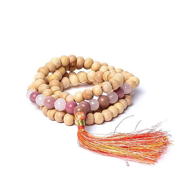 Yogi & Yogini - Tulsi mala met thuliet/ rozenkwarts - AA kwaliteit in zakje - India - Mineraal
