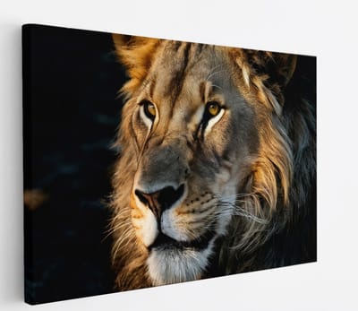 Saammp Canvas Schilderij - Leeuwen Portret - Dieren - Natuur - 45x30 - Foto op canvas - Wanddecoratie - Muurdecoratie Woonkamer - Slaapkamer decoratie - Canvas Print