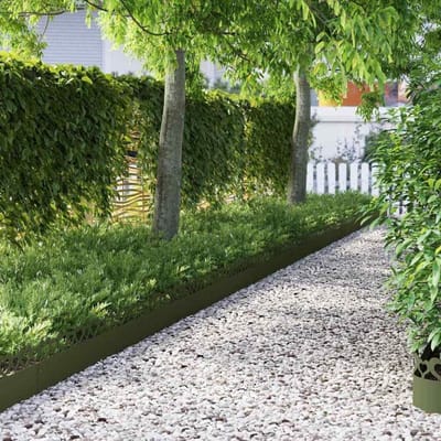Gazonranden - Perkrans metaal - Tuin structureren - Robuust staal - 103 x 22 cm - Olijfgroen