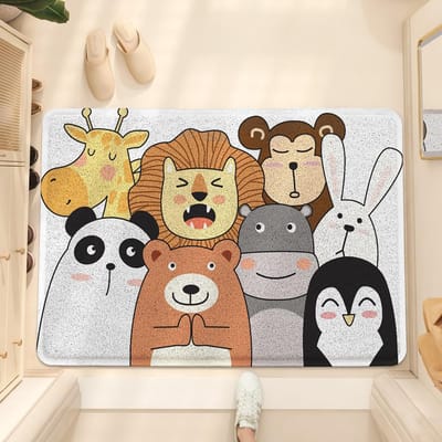 Tapis de Sol d'Entrée de Porte Résistant à l'Usure Animal Cartoon Boucle Fil Maison Entrée de Porte Grattage Sable Dépoussiérage Antidérapant Tapis 60 * 90Cm (edge pressing) beige