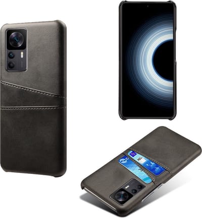 Backcover met Opbergvakjes + PMMA Screenprotector voor Xiaomi 12T / 12T Pro _ Zwart