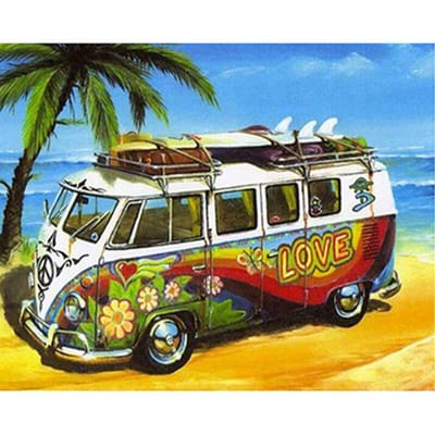Voiture et plage diamant broderie diamant mosaïque peinture icône 5D bricolage point de croix couture cadeaux 30X40CM