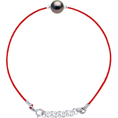 LOVE armband LINK Tahitian Pearl Ronde 8-9 mm Nylon Red 925