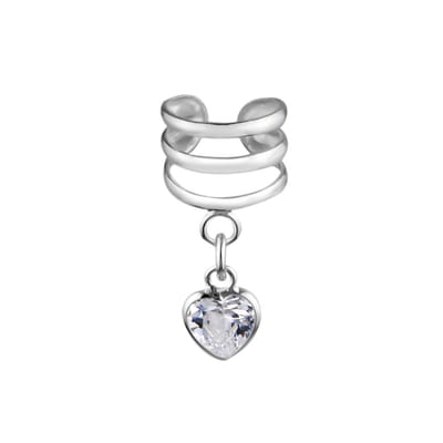 Zilveren ear cuff - hartjeshanger - 925 zilver - 19 mm