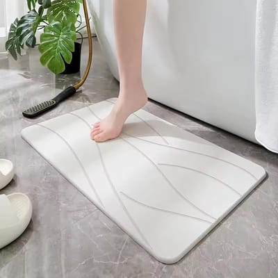 VHV - Badmat - Diatomeeënaarde badmat - Steen badmat - Sneldrogend - Antislip - Super absorberend - Voor de badkamer en douche - 40*30 cm - Wit