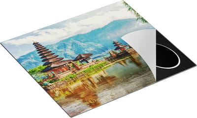 Chefcare Inductie Beschermer Pura Tempel in Bali op het meer Beratan - 60x50 cm - Afdekplaat Inductie - Kookplaat Beschermer - Inductie Mat