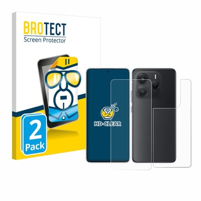 BROTECT - Screenprotector voor Xiaomi Redmi Note 14 (Voor+Achter) - Folie Beschermfolie transparant 2 Stuks