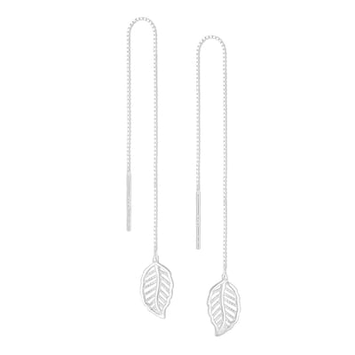 EAR IT UP - Doortrekoorbellen - Blad - Threader - 925 sterling zilver - 103 x 7 mm - 1 paar