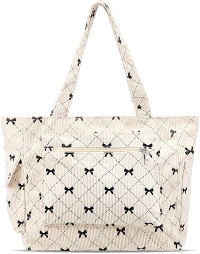 VT Goods - Tote Bag - Handtas met Strik - Zwart - Grote Schoudertas met Rits - Ideaal voor Werk en Reizen - Ruime Opbergruimte