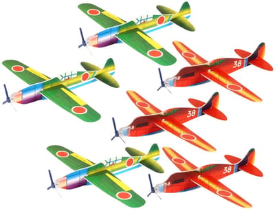 Henbrandt Speelgoed luchtmacht vliegtuigen Airgliders - 6x stuks - echt vliegend - uit Amerika en Japan - 19 cm - Historische vliegtuigjes