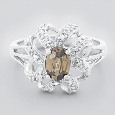 Cavill - Zilveren ring met kaneel zirkoon 0,92ct ovaal en pavé Cambodjaanse zirkonen 1,03ct - 925 sterling zilver - elegante ovale ring